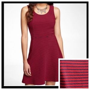 EXPRESS | sleeveless ribbed skater mini dress in red & navy stripes, size medium